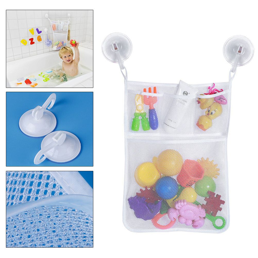Folding Bathroom Hanging Mesh Baby Bath Toy Net Suction Cup Storage Bag Shower Toy Organizer Bags