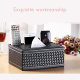 PU Leather Rectangular Remote Control Tissue Box Organizer Tissue Box Cover Pen Pencil Holder Desk Storage Box
