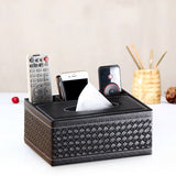 PU Leather Rectangular Remote Control Tissue Box Organizer Tissue Box Cover Pen Pencil Holder Desk Storage Box
