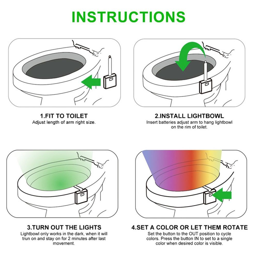 8 Colors Body Sensing Automatic LED Toilet Night Lamp Toilet Bowl Bathroom Light