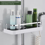 Adjustable Bathroom Shelf Rack Storage Holder Shower Rod Mounted Shampoo Gel Draining Organizer - Top-Down View