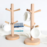 Wooden Tree Shape Mug Drying Cups Storage Rack Holder With 6 Hooks Home Kitchen Drain Hanger Stand - 45-Degree Angle