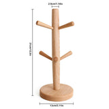 Wooden Tree Shape Mug Drying Cups Storage Rack Holder With 6 Hooks Home Kitchen Drain Hanger Stand - Rear View