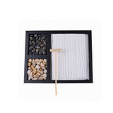 Mini Meditation Sand Table Decoration with Rake Sand and Rocks for Home Office - Side View