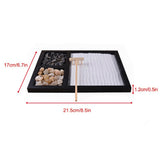 Mini Meditation Sand Table Decoration with Rake Sand and Rocks for Home Office - Rear View