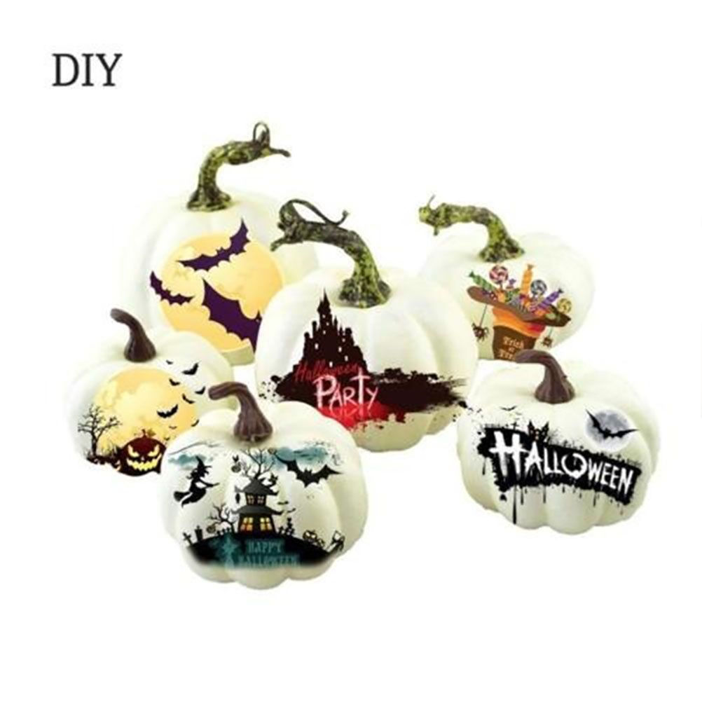 6PCS Different Sizes Fake Pumpkins Foam Pumpkins Toy for Halloween Decoration