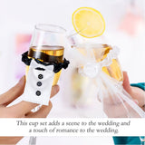 8Pcs/4Set Wedding Wine Cups Decoration Marriage Bride And Groom Champagne Glasses Cup Party New Year Ornaments