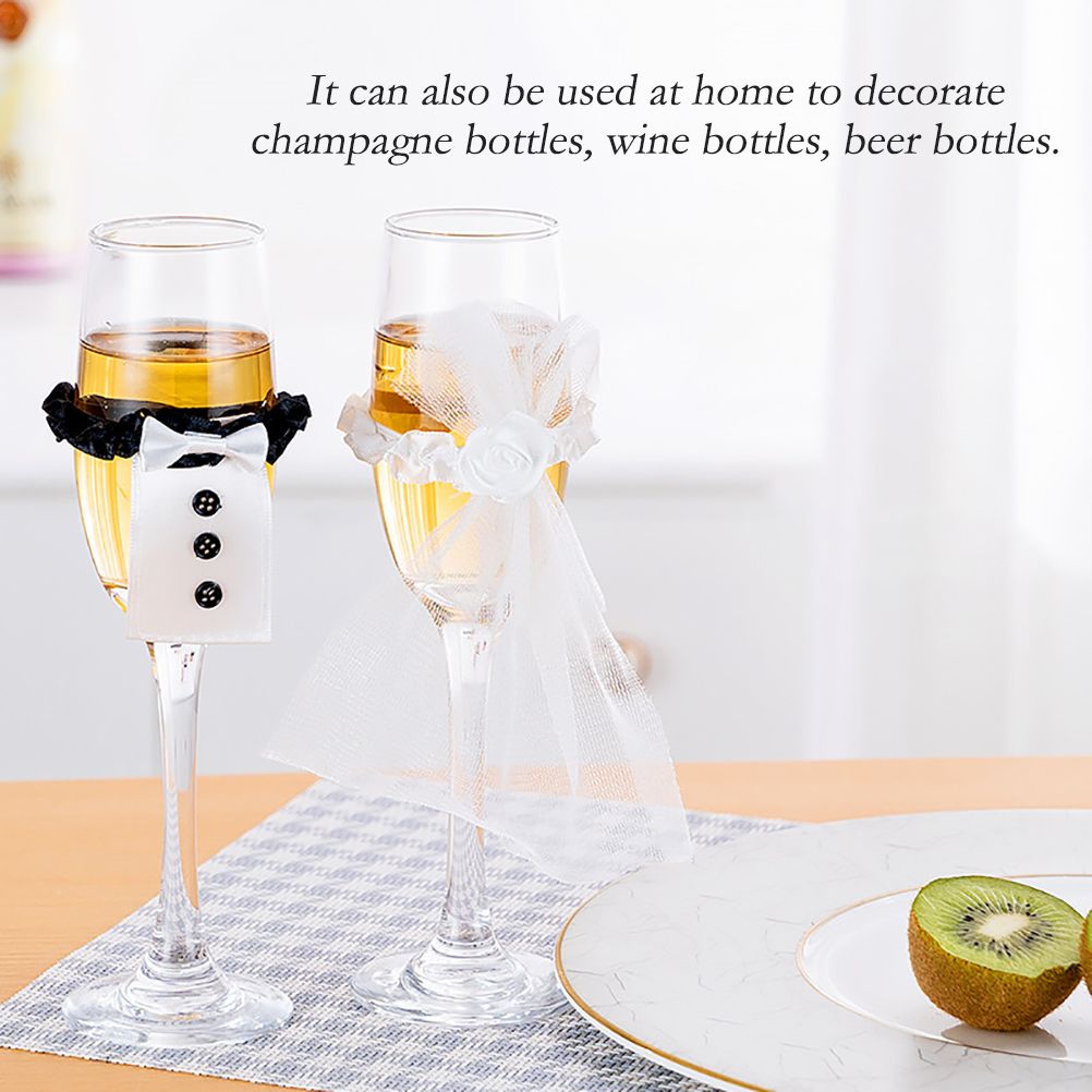 8Pcs/4Set Wedding Wine Cups Decoration Marriage Bride And Groom Champagne Glasses Cup Party New Year Ornaments
