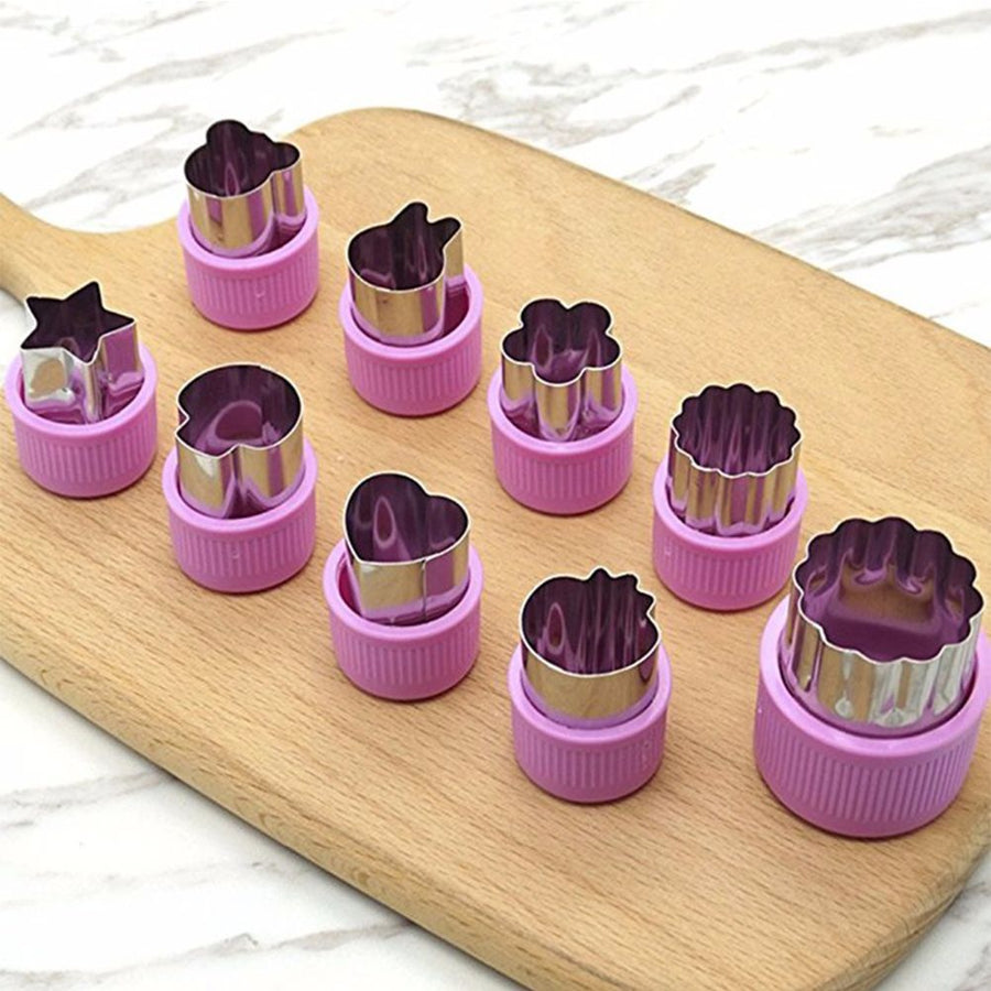 9Pcs Fruit Vegetable Cutter Molds Cartoon Cutter Mold Flowers Cake Biscuit Cutting Shape Tools Fondant Pastry Moulds