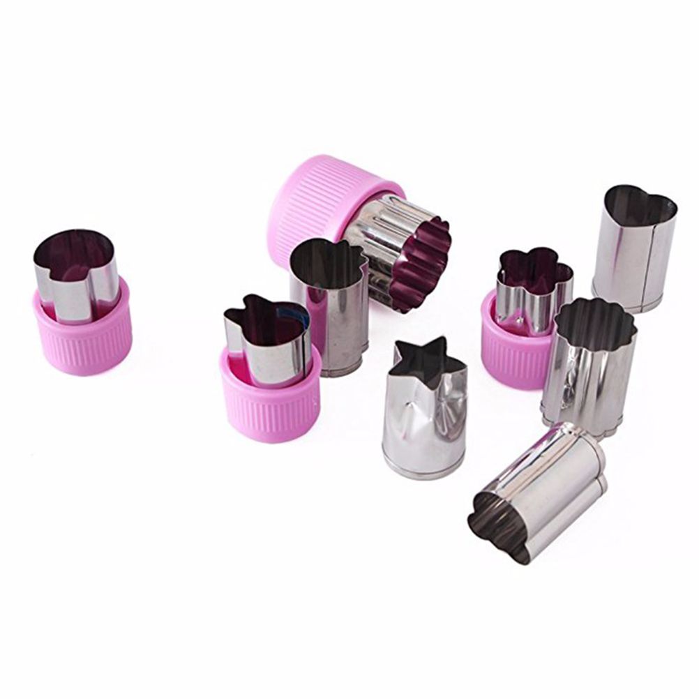 9Pcs Fruit Vegetable Cutter Molds Cartoon Cutter Mold Flowers Cake Biscuit Cutting Shape Tools Fondant Pastry Moulds