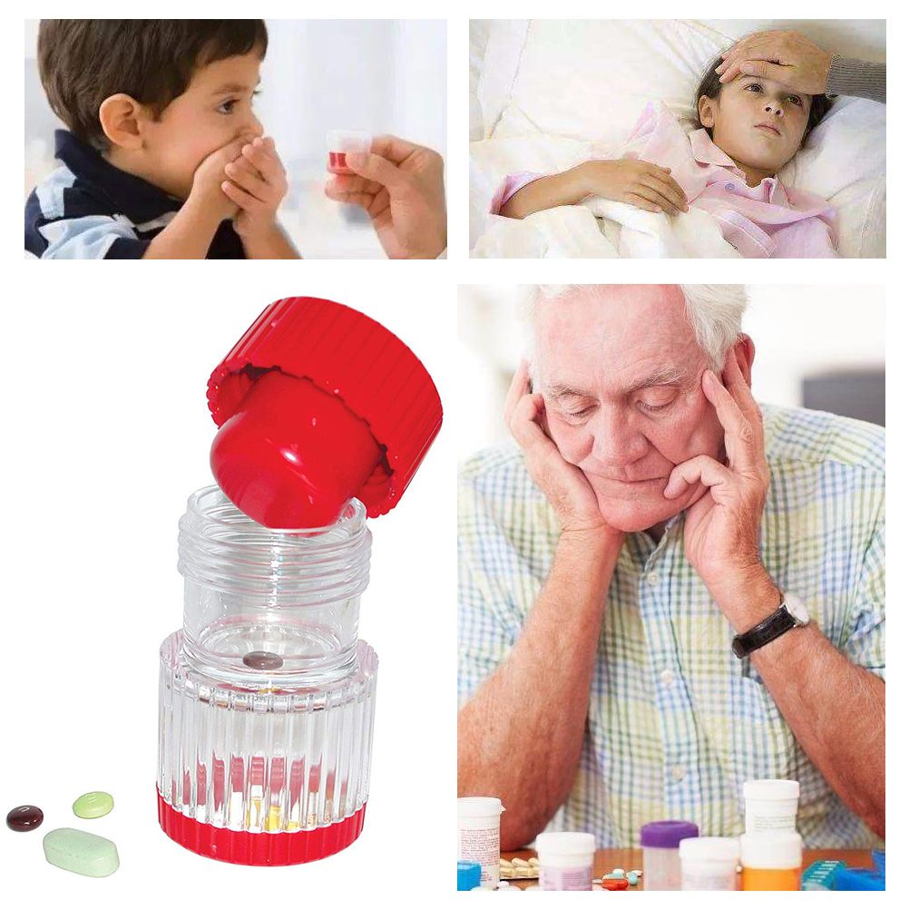 2 in 1 Portable Pill Crusher Pill Container Pulverizer Storage for Medicine Tablets Pill Cases Splitters
