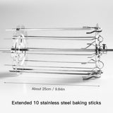 Stainless Steel Grilled Cage Roaster Rotating Grill Barbecue Meat Skewer Tool - Front View