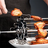 Stainless Steel Grilled Cage Roaster Rotating Grill Barbecue Meat Skewer Tool