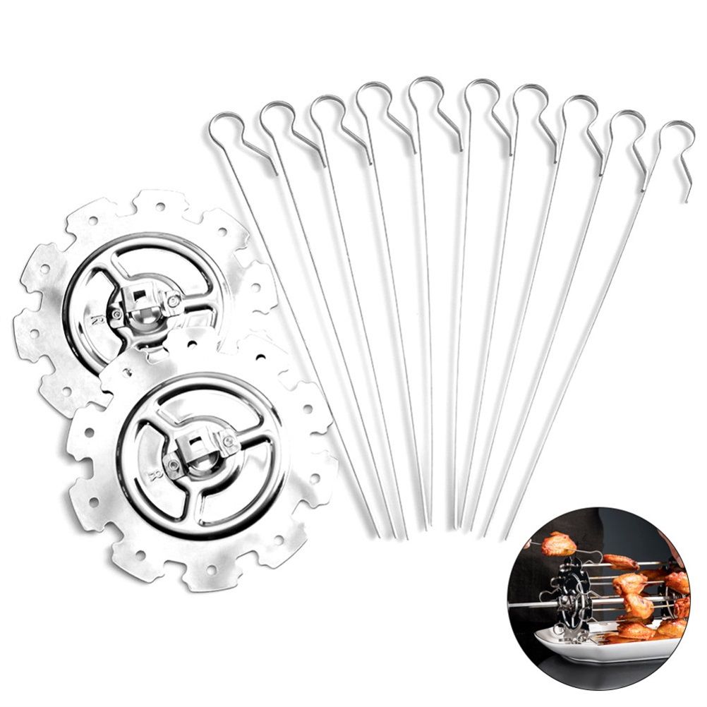Stainless Steel Grilled Cage Roaster Rotating Grill Barbecue Meat Skewer Tool