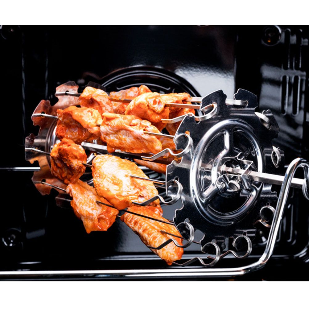 Stainless Steel Grilled Cage Roaster Rotating Grill Barbecue Meat Skewer Tool