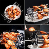 Stainless Steel Grilled Cage Roaster Rotating Grill Barbecue Meat Skewer Tool - Low Angle