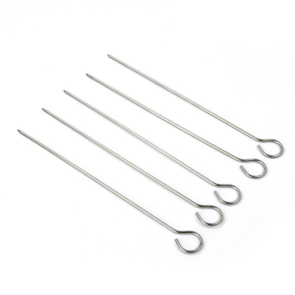 Stainless Steel Barbecue Skewers with Rack Grilling Needle and Holder Set Reusable Barbecue Tools