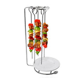Stainless Steel Barbecue Skewers with Rack Grilling Needle and Holder Set Reusable Barbecue Tools