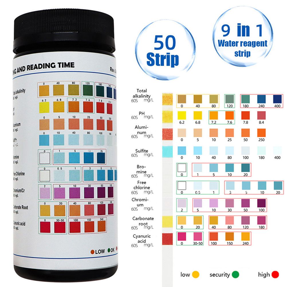 9 in 1 Water Test Strips Water Quality Tester Water Hardness Test Strips