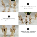 6pcs 12cm Christmas Nutcracker Ornament Set Wooden Nutcracker Character Soldier Toy Wooden Doll Figurine Painting Toy - Side View
