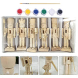6pcs 12cm Christmas Nutcracker Ornament Set Wooden Nutcracker Character Soldier Toy Wooden Doll Figurine Painting Toy - Rear View