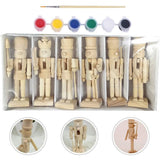 6pcs 12cm Christmas Nutcracker Ornament Set Wooden Nutcracker Character Soldier Toy Wooden Doll Figurine Painting Toy