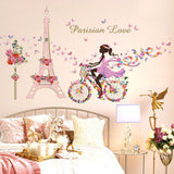 Wall Stickers Paris Eiffel Tower Wall Decal Stickers Repeatable Pasting Wall Decoration for Girls Bedroom