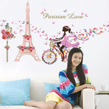 Wall Stickers Paris Eiffel Tower Wall Decal Stickers Repeatable Pasting Wall Decoration for Girls Bedroom