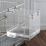 Acrylic Bird Bathtub Bath Shower Box Bowl with Hooks Cage Accessory for Birds Parrots - Top-Down View