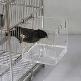 Acrylic Bird Bathtub Bath Shower Box Bowl with Hooks Cage Accessory for Birds Parrots - Low Angle