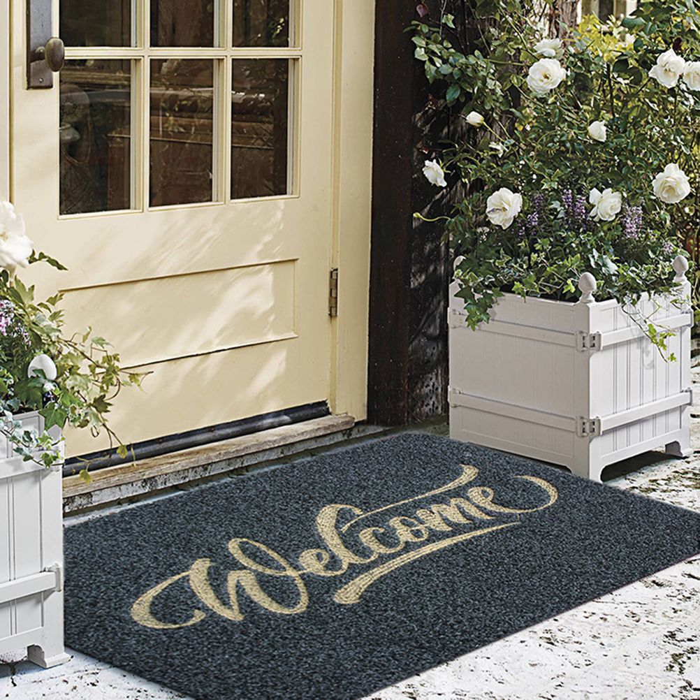 Welcome Doormat Polyester Fiber Welcome Mat Outdoor Rug Non Slip Entryway Indoor Outdoors Mats