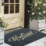 Welcome Doormat Polyester Fiber Welcome Mat Outdoor Rug Non Slip Entryway Indoor Outdoors Mats - Top-Down View