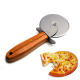 Stainless Steel Pizza Cutter Wheel Kitchen Pizza Cutter with Anti Slip Wooden Handle - 45-Degree Angle
