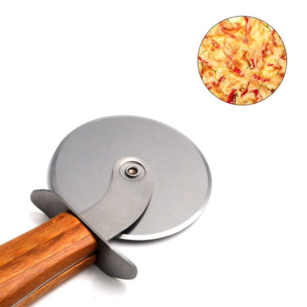 Stainless Steel Pizza Cutter Wheel Kitchen Pizza Cutter with Anti Slip Wooden Handle