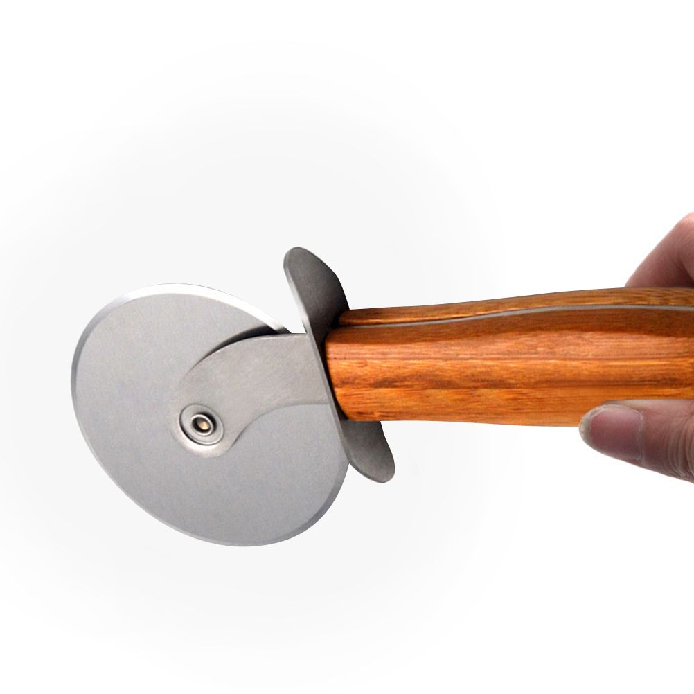 Stainless Steel Pizza Cutter Wheel Kitchen Pizza Cutter with Anti Slip Wooden Handle