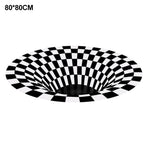 Round Black White Grid Carpet 3D Vortex Room Bedroom Anti Slip Floor Mats Home Carpet Rugs