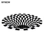 Round Black White Grid Carpet 3D Vortex Room Bedroom Anti Slip Floor Mats Home Carpet Rugs