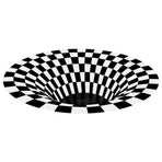 Round Black White Grid Carpet 3D Vortex Room Bedroom Anti Slip Floor Mats Home Carpet Rugs