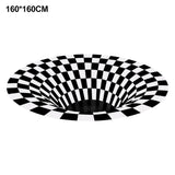 Round Black White Grid Carpet 3D Vortex Room Bedroom Anti Slip Floor Mats Home Carpet Rugs