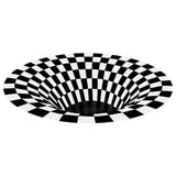 Round Black White Grid Carpet 3D Vortex Room Bedroom Anti Slip Floor Mats Home Carpet Rugs