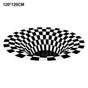 Round Black White Grid Carpet 3D Vortex Room Bedroom Anti Slip Floor Mats Home Carpet Rugs