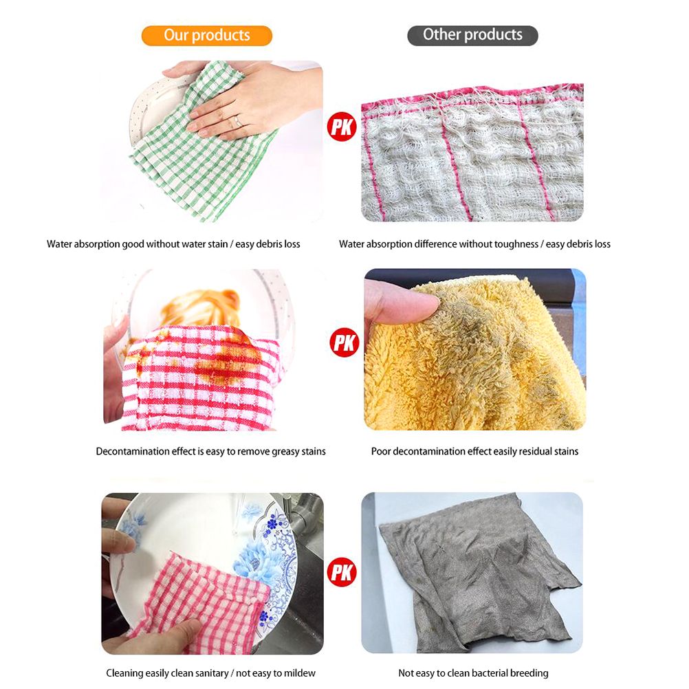 5pcs Kitchen Dish Towels Bulk Cotton Kitchen Hand Towels Dish Cloth for Washing Dishes Dish Rags for Kitchen Household Cleaning