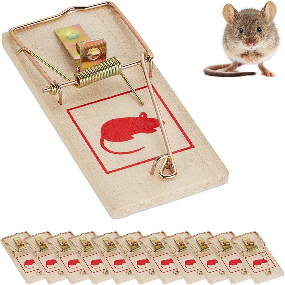 12Pcs/Set Wood and Metal Reusable Rat and Mouse Traps Classic Mice Traps