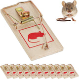 12Pcs/Set Wood and Metal Reusable Rat and Mouse Traps Classic Mice Traps - Top-Down View