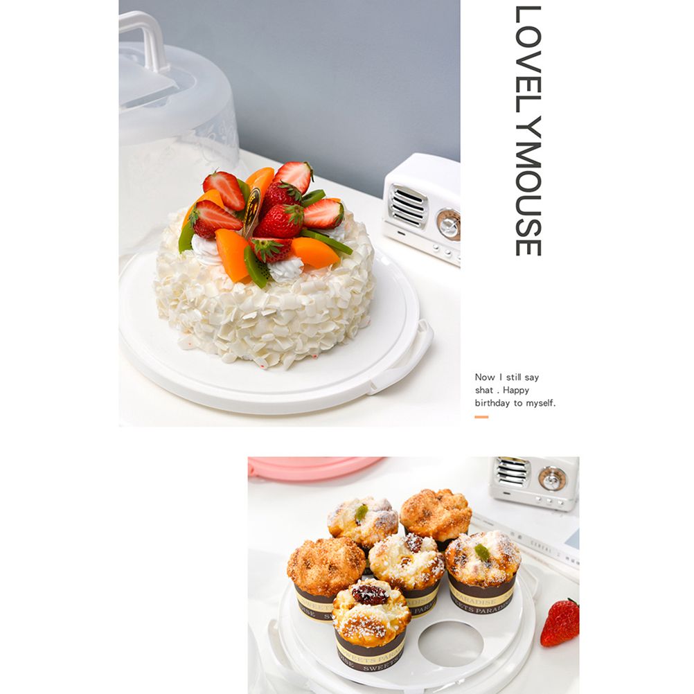 Cake Carrier Cover Cake Stand with Lid Dessert Serving Platter with Handle Cupcake Holder Pies Display with Base