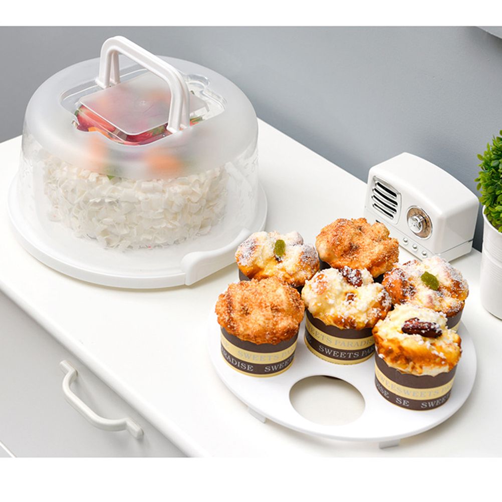 Cake Carrier Cover Cake Stand with Lid Dessert Serving Platter with Handle Cupcake Holder Pies Display with Base