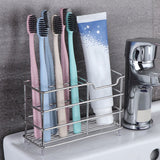 Stainless Steel Tooth Brush Holder Electric Toothbrush Holder Stand Multifunction Waterproof Punch Free Bathroom Storage Organizer - Side View