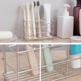 Stainless Steel Tooth Brush Holder Electric Toothbrush Holder Stand Multifunction Waterproof Punch Free Bathroom Storage Organizer - Close-Up Angle