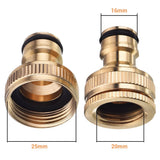 3 Pcs Brass Hose Tap Connector 1/ 2 Inch 3/ 4 Inch Garden Water Hose Adapter Thread Pipe Tap Faucet Connector Adapter - Side View