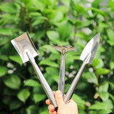 Garden Trowel Set 3PCS Mini Stainless Steel Trowel Weed Fork and Transplant Trowel Hand Tool Set for Gardener - Front View